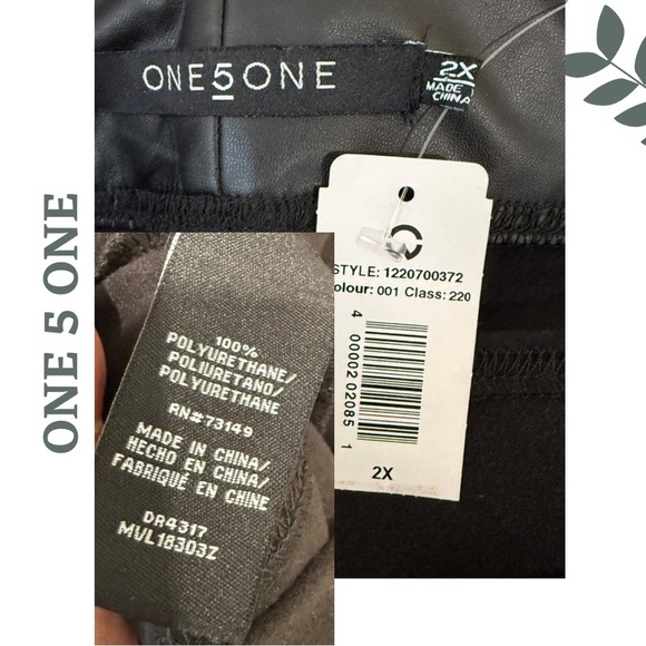 🛍️3/$40 ONE5ONE Faux Leather Pants- PULL on Elastic Waist – Size 2X - Picture 7 of 7